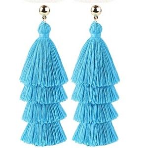 Blue Fringe Earrings Tassel Earrings Spring Jewelry Jewellery